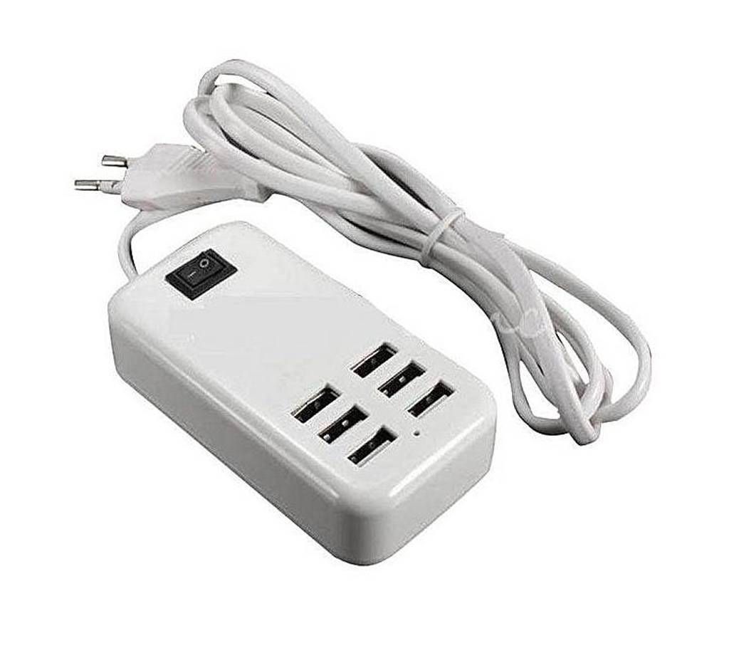 6 Port USB Charger - White