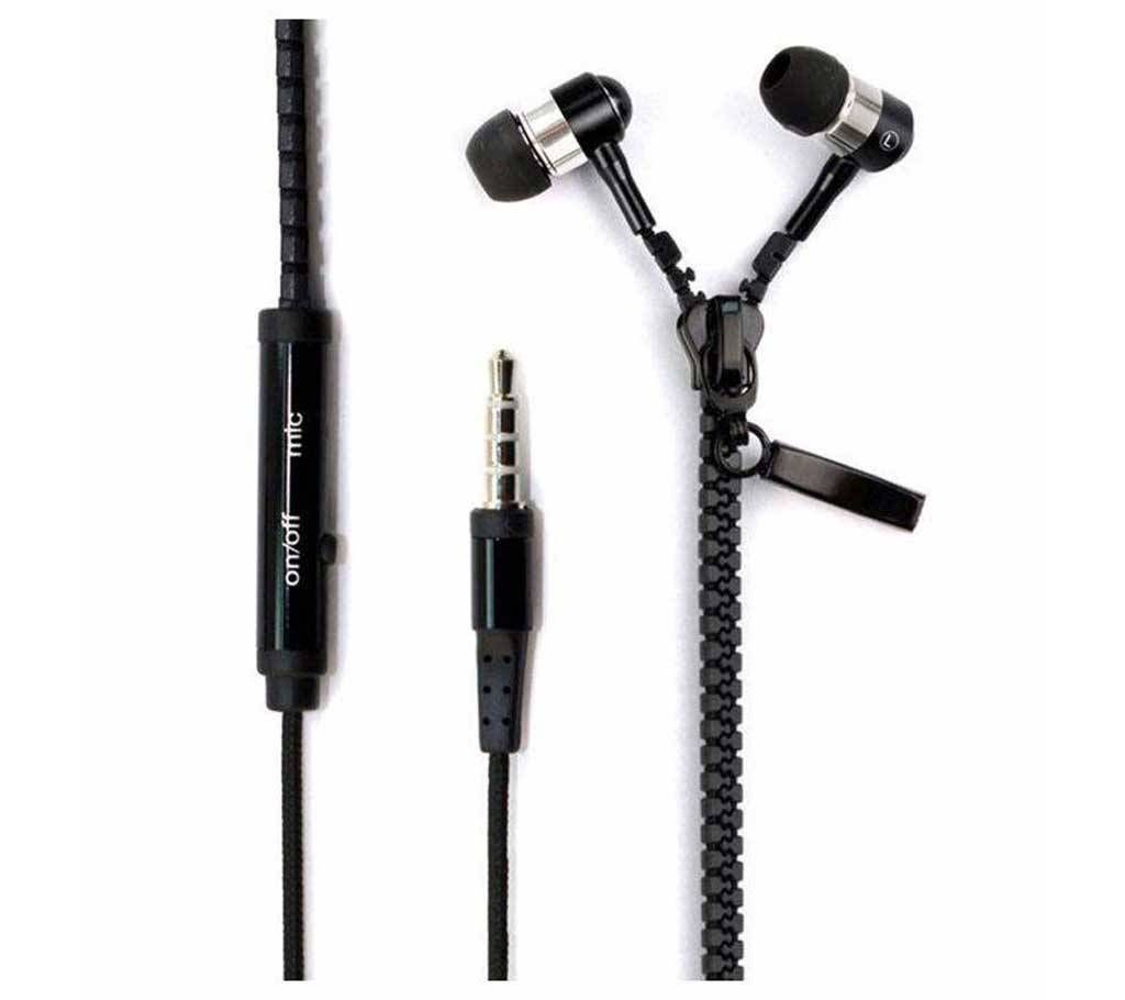 Zipper Style Earphone- black