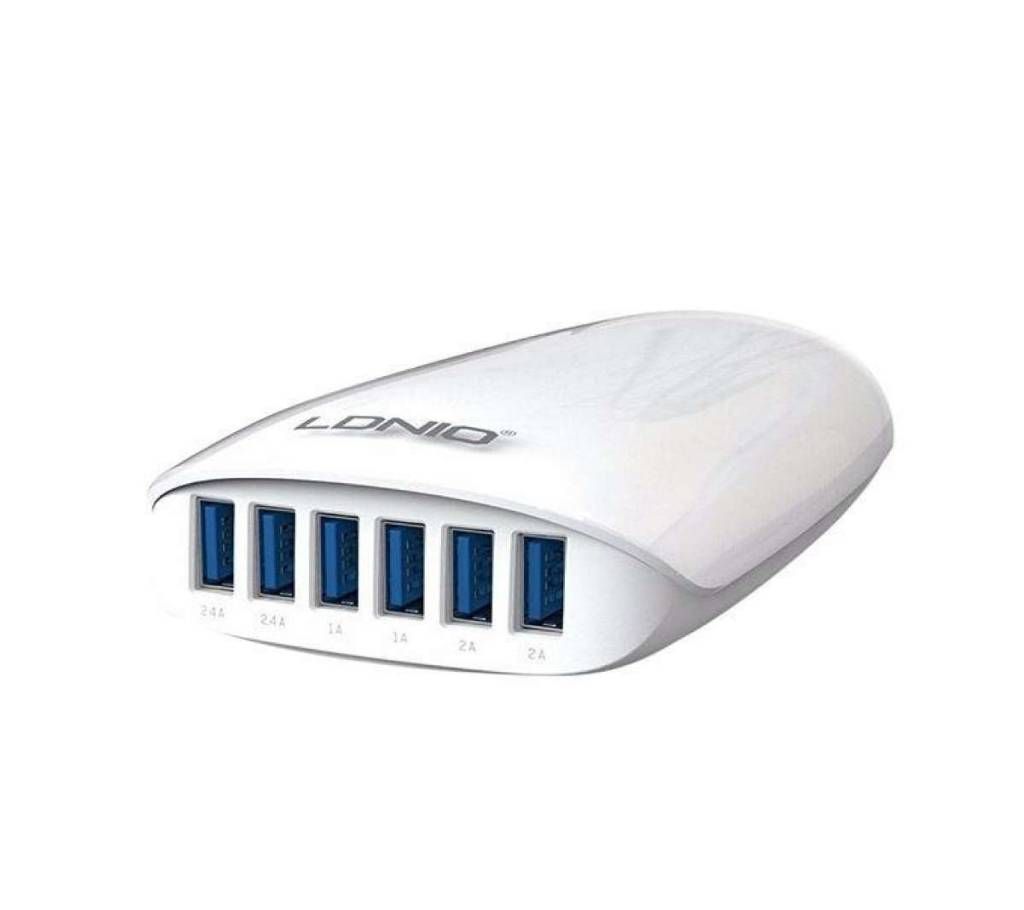 White 6 Port USB Charger 5.4A