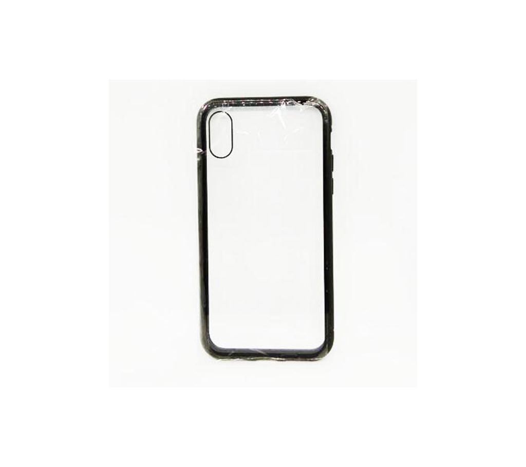 Tecneca Case Compatible iPhone x Magnetic Adsorption Case Tempered Glass Back Built-in Magnet Flip Cover Support Wireless Charging iPhone x (Black)