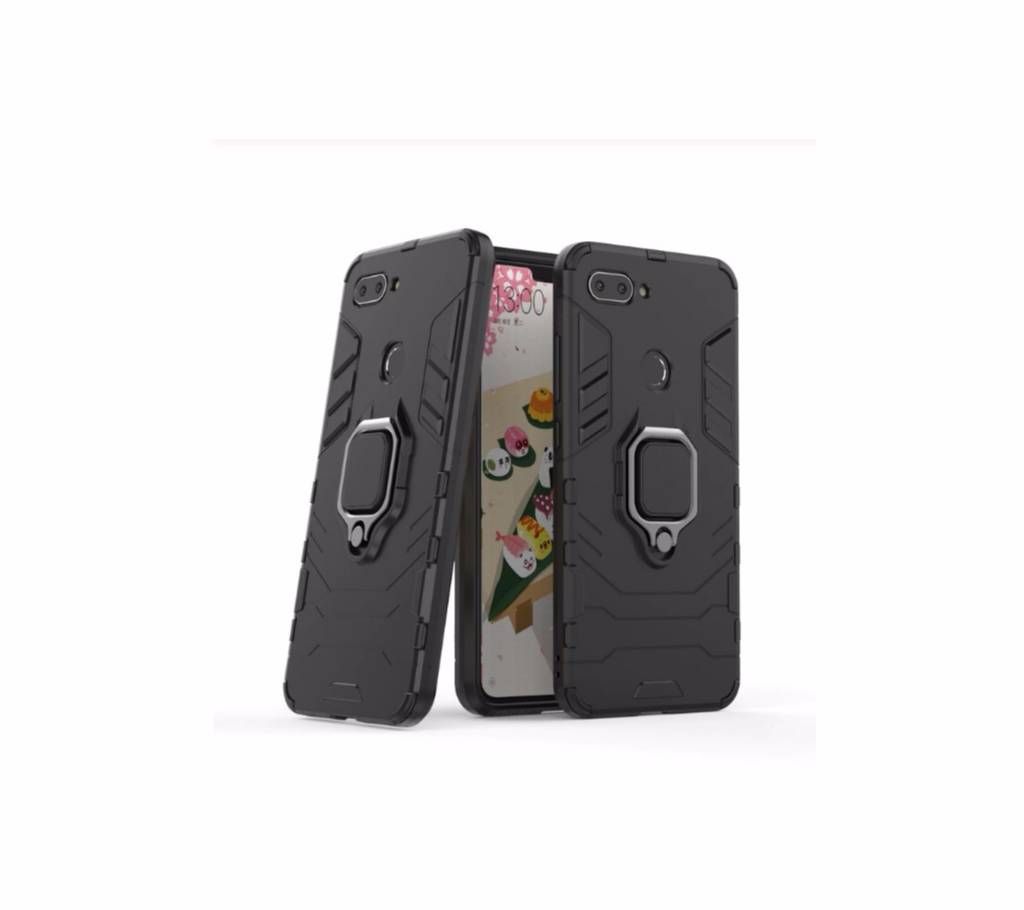 Hard soft Armor Matte Back Cover For Xiaomi Mi 8 Lite With Finger Ring Holder