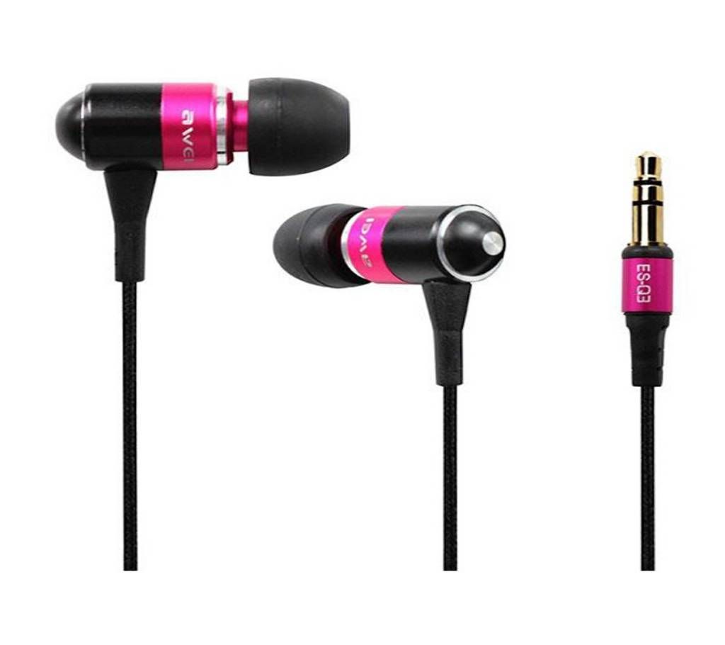 Awei ES-Q3 Super Bass earphone Black & Pink