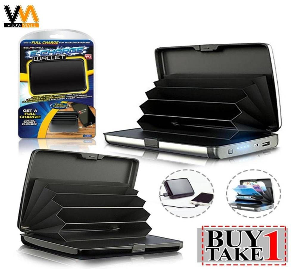 eCharge Wallet Deluxe Portable Power Bank and Credit Card Case