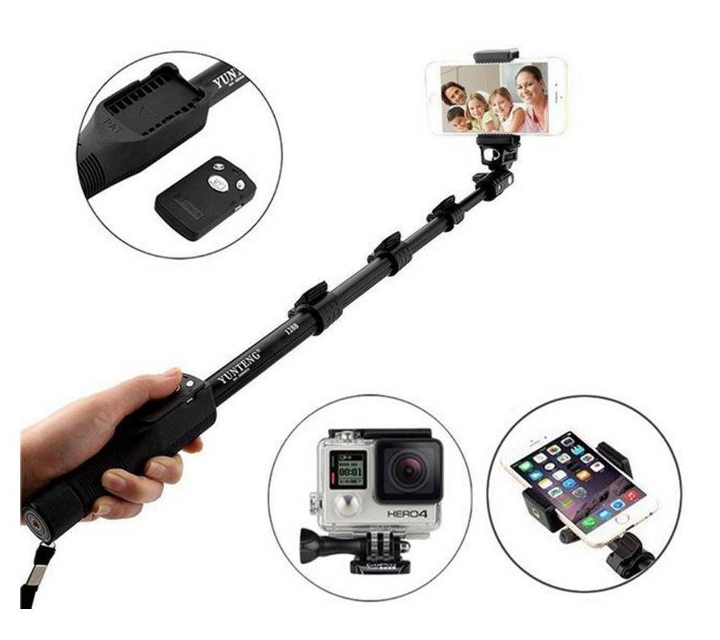 YT-1288 Monopod Bluetooth Selfie Stick - Black