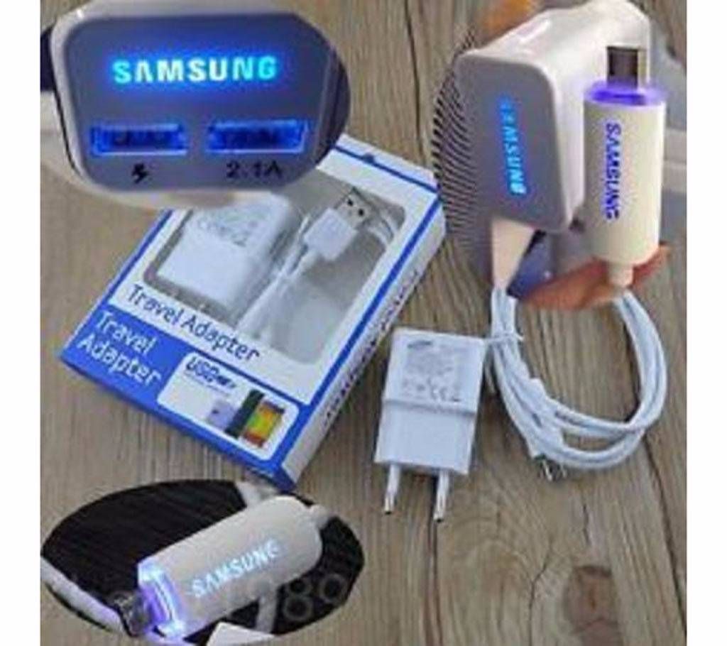 LED Travel Wall/Car Charger + Micro USB Cable