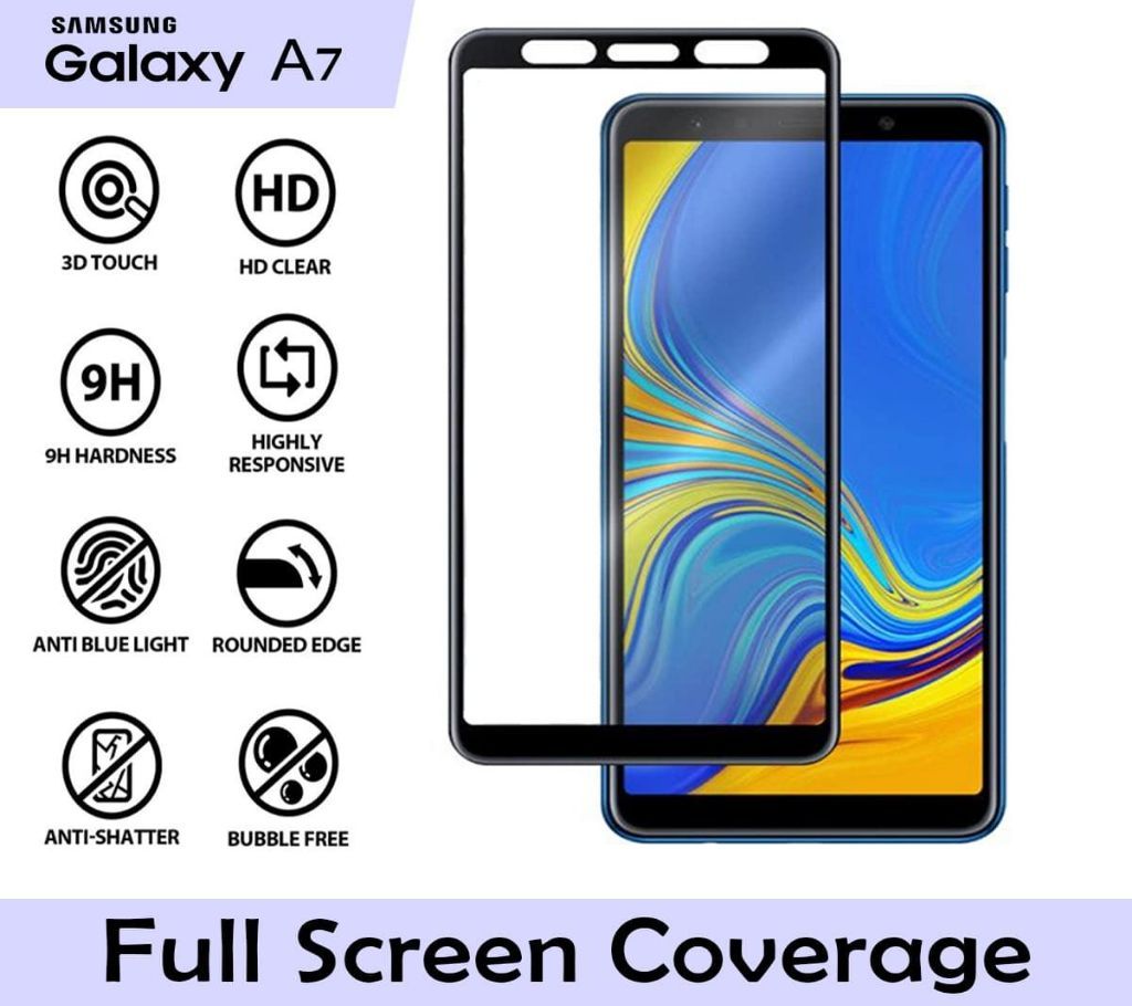 Samsung Galaxy A7 (2018) - 5D/6D Tempered Glass Screen Protector - Transparent
