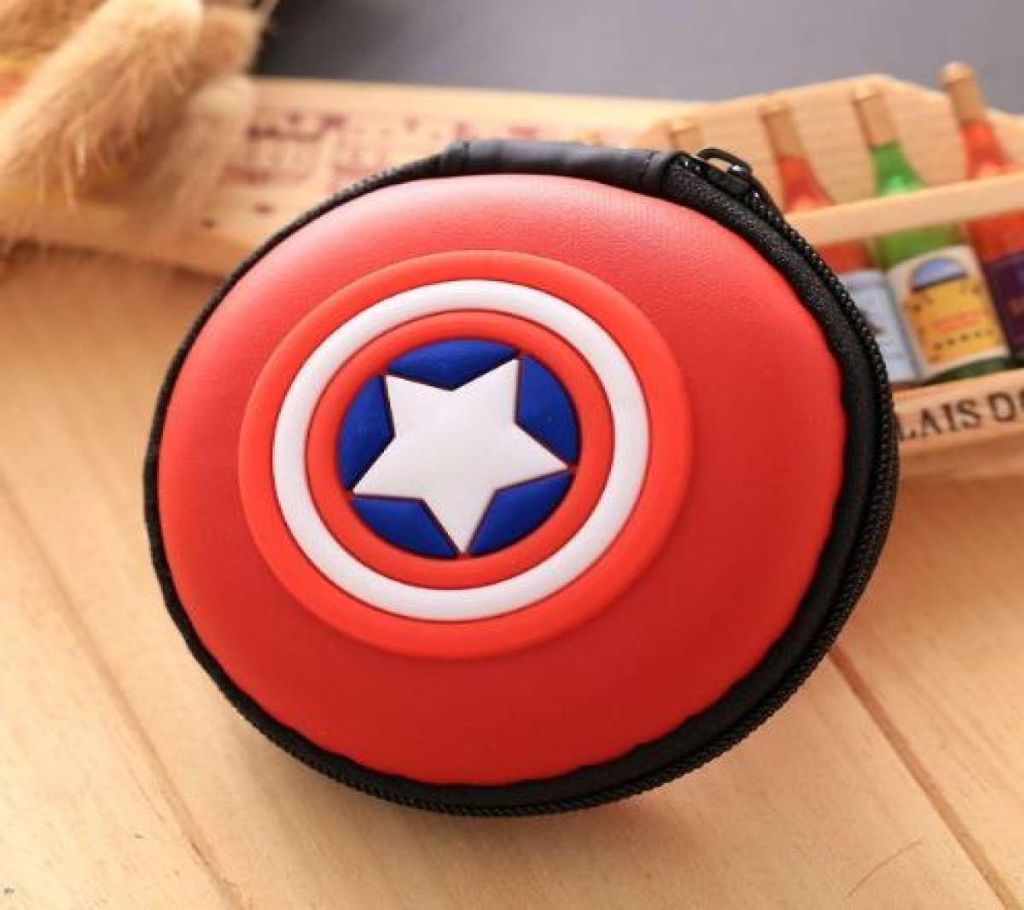 Captain America Red Lovely Cartoon Mini Zipper Protective Earphone Case Pouch