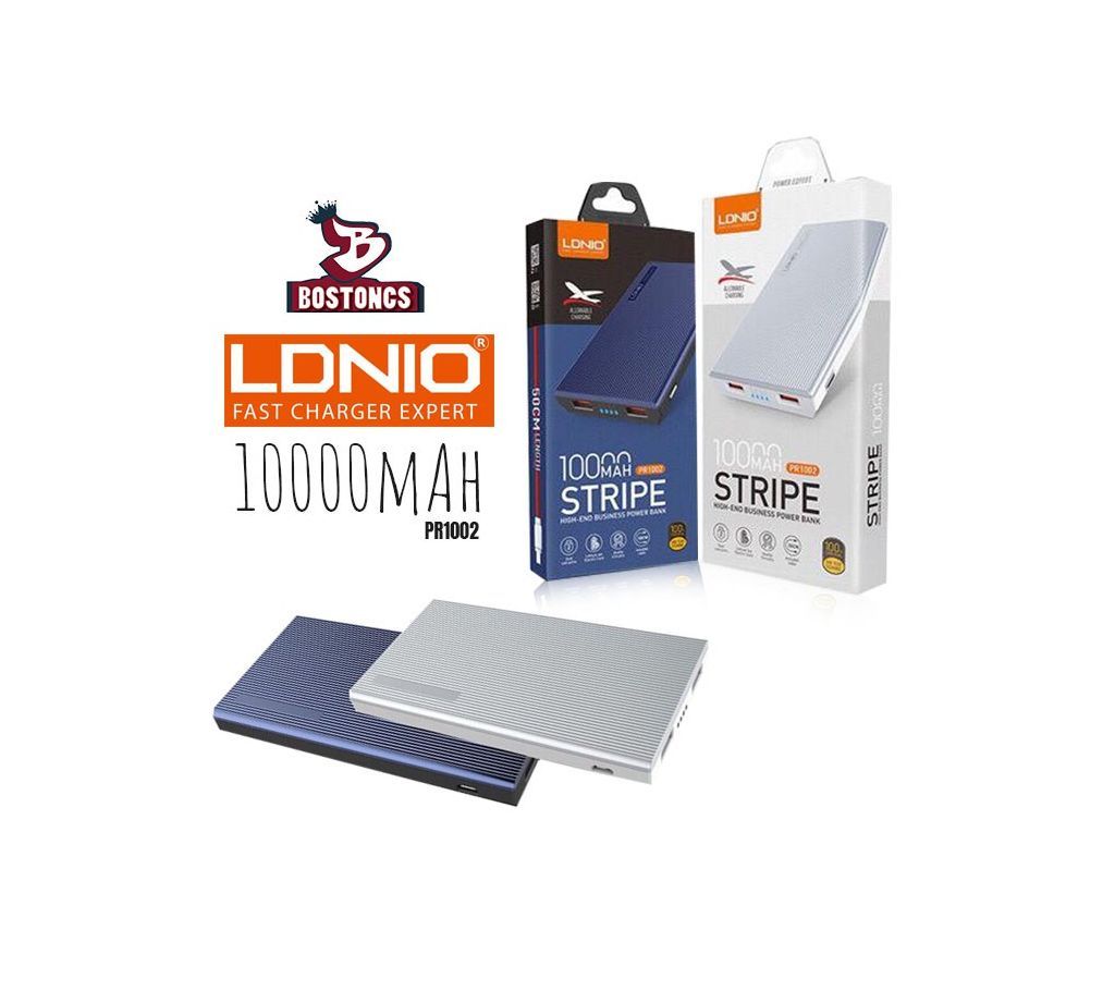 LDNIO PR1002 Stripe High-End Business 10000 MAh Power Bank With Dual USB Ports - 1 pcs
