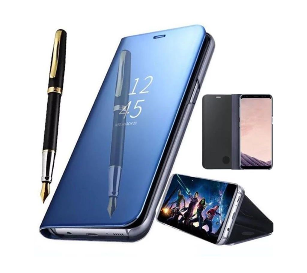 Clear View Mirror Leather Flip Cover for Samsung S6 EDGE - Black