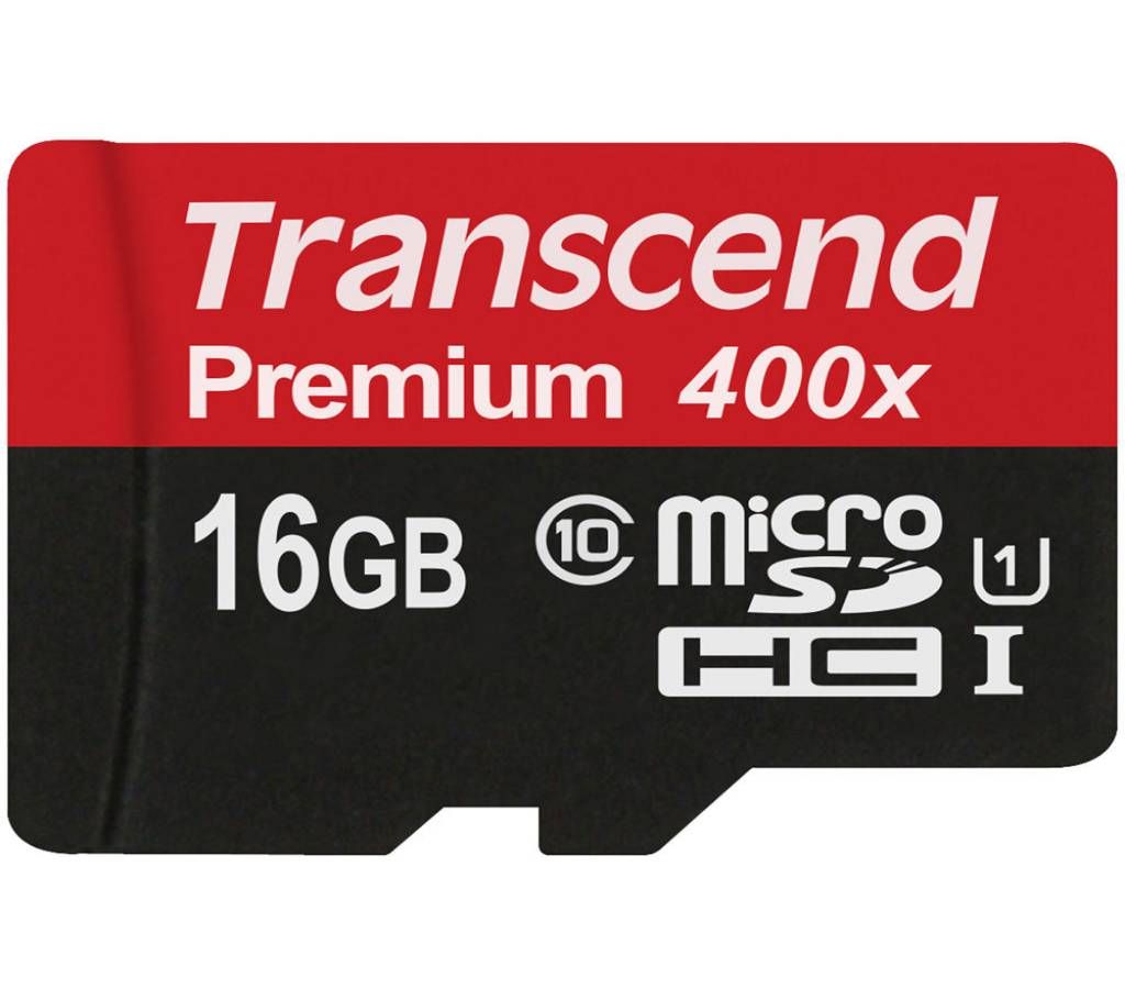 Transcend Flash Card microSDXC/SDHC Class 10 (UHS-I)  (400X) Capacity:16GB