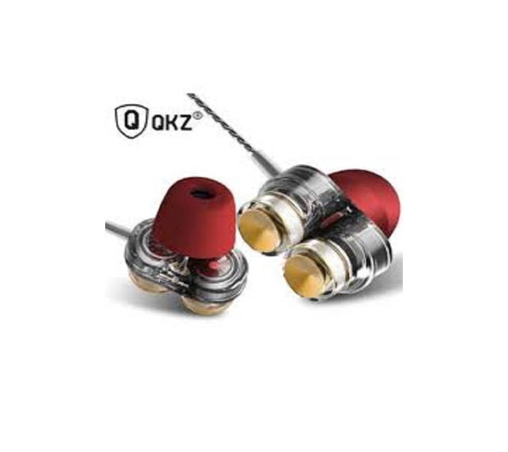 QKZ KD7 3.5mm Wired In Ear Sport Earbuds Heavy Bass Dual Driver Earphone MIC - Red