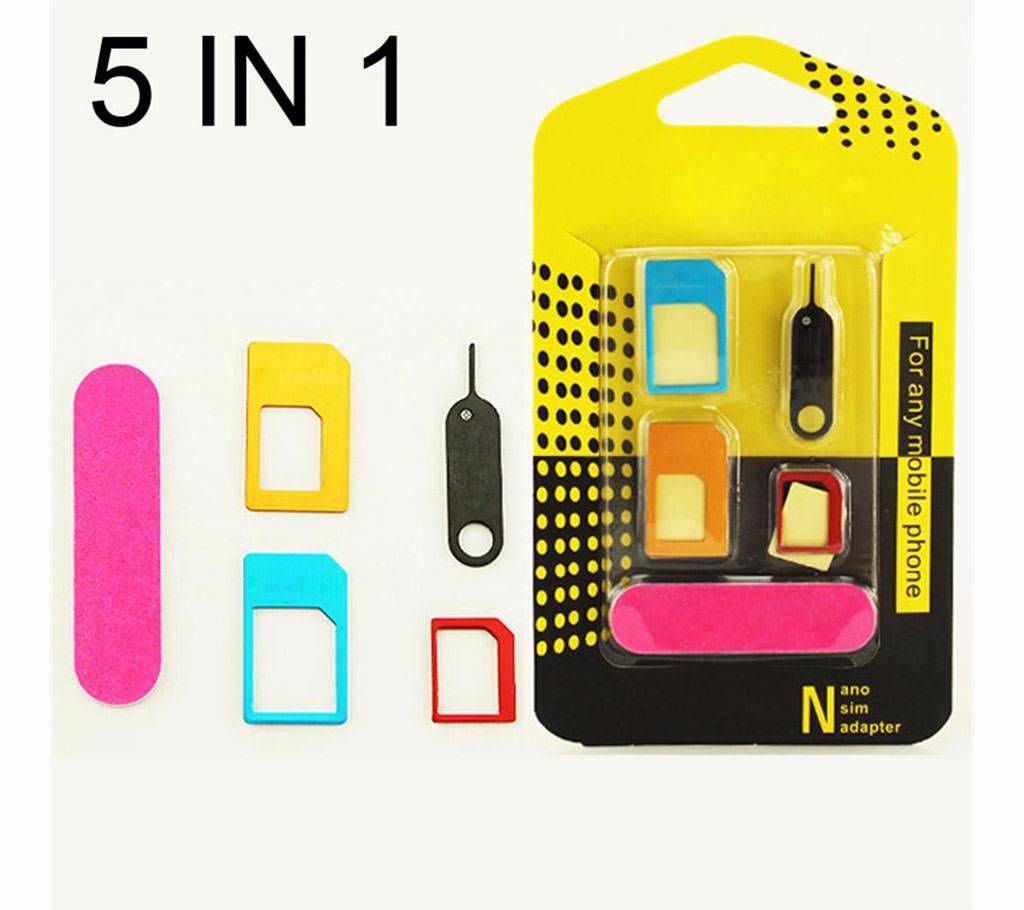Metallic Aluminium 5 in 1 SIM Adapter