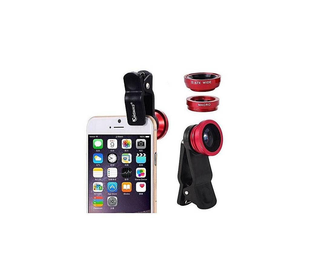 Universal Clip-on Lens With 3-in-1 Effect - Black and Red