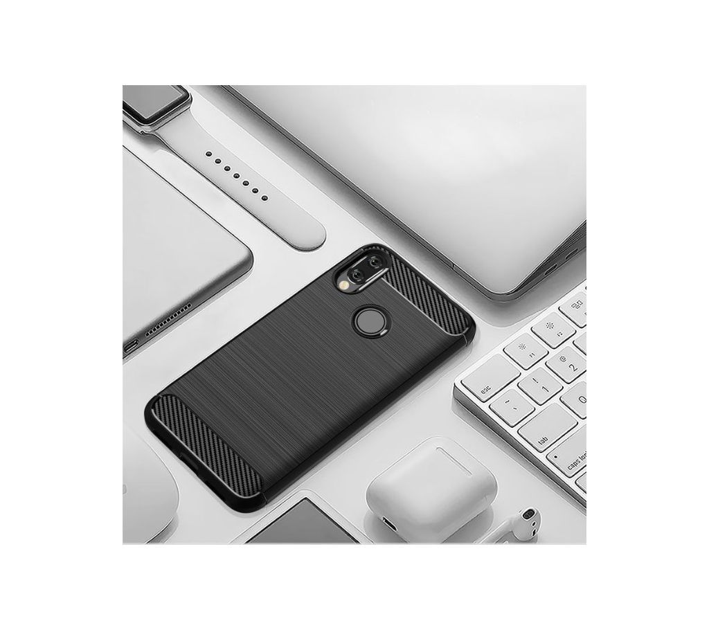 Soft silicone Carbon Fiber Protective back cover case for Huawei P20 Lite