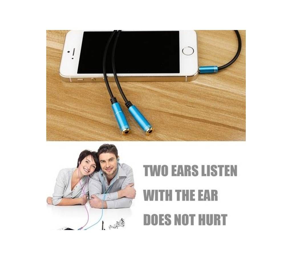 Male to 2 Female Y Splitter Headphone Audio Cable