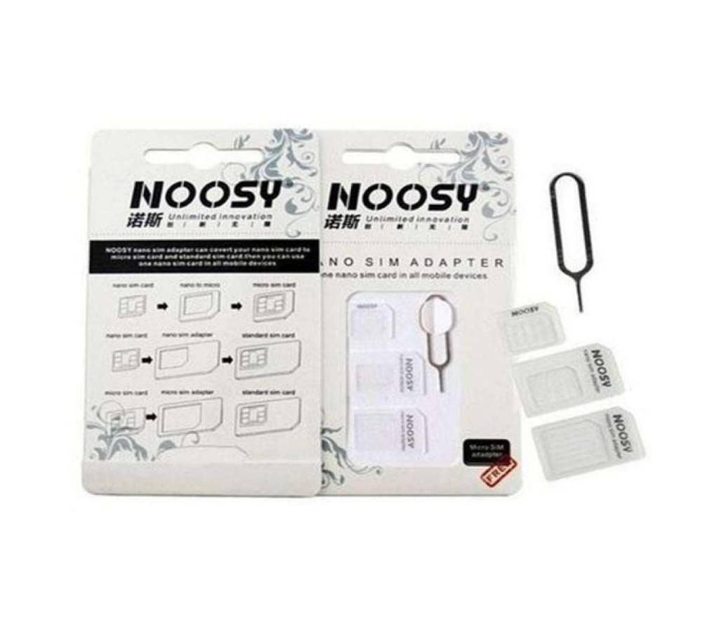 Micro Nano Sim Card Adapter - White (4-In-1) Noosy