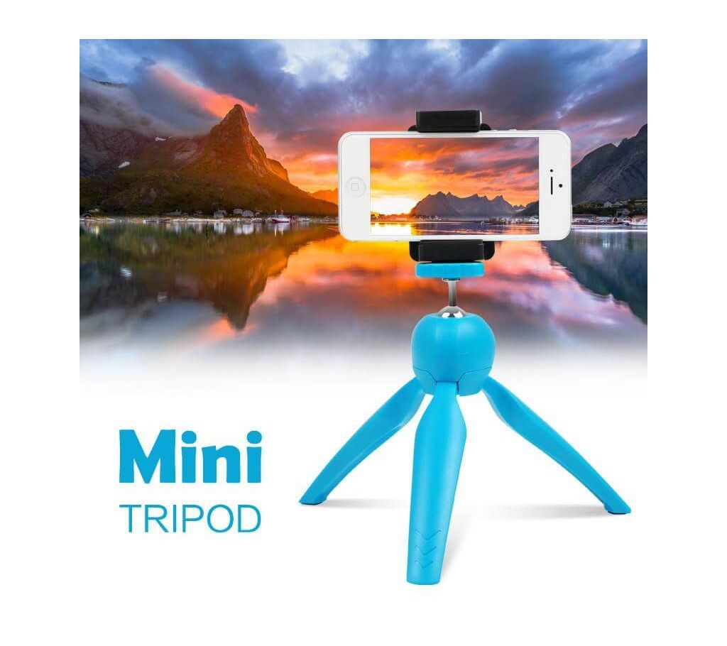 YunTeng 228 Mini Tripod with Phone Holder For Smartphone and Camera - Blue