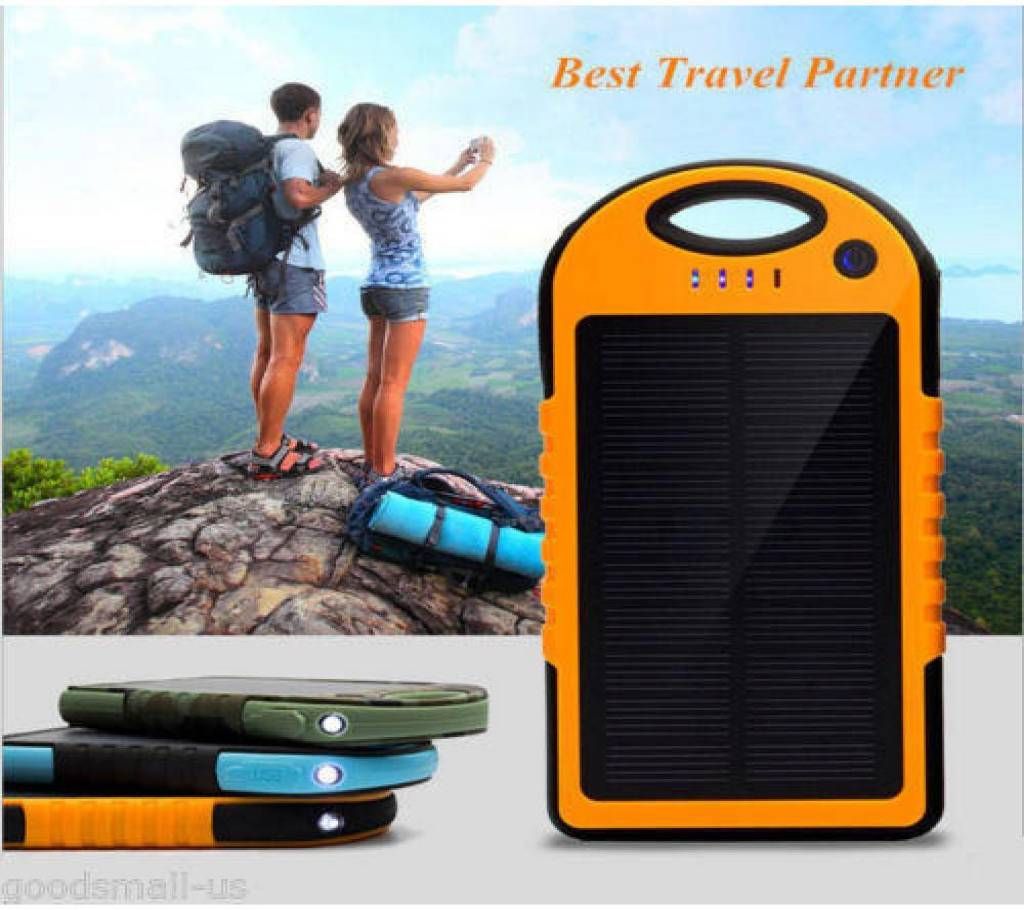5000mAh Waterproof Solar Power Bank - Multicolour