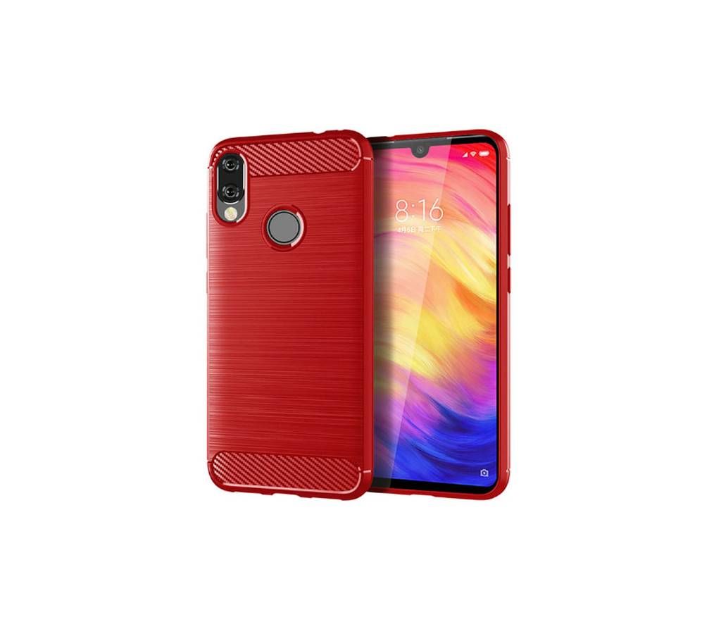Carbon Fiber Case Cover For Xiaomi Redmi Note 7 (Red)