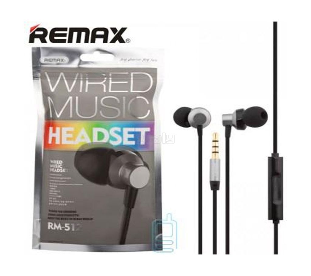 REMAX RM 512 Earphone Black & Silver