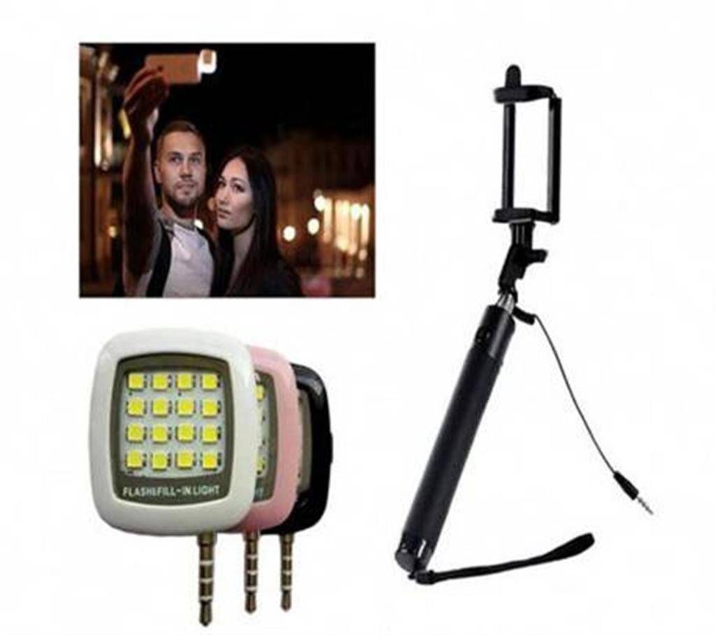 LED Flash Light & Selfie Stick