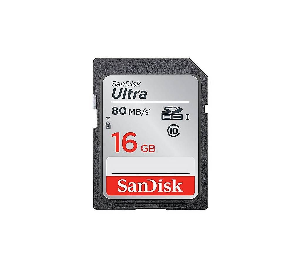 Sandisk Class 10 SDHC UHS-I Up to 80MB/s Memory Card 16GB