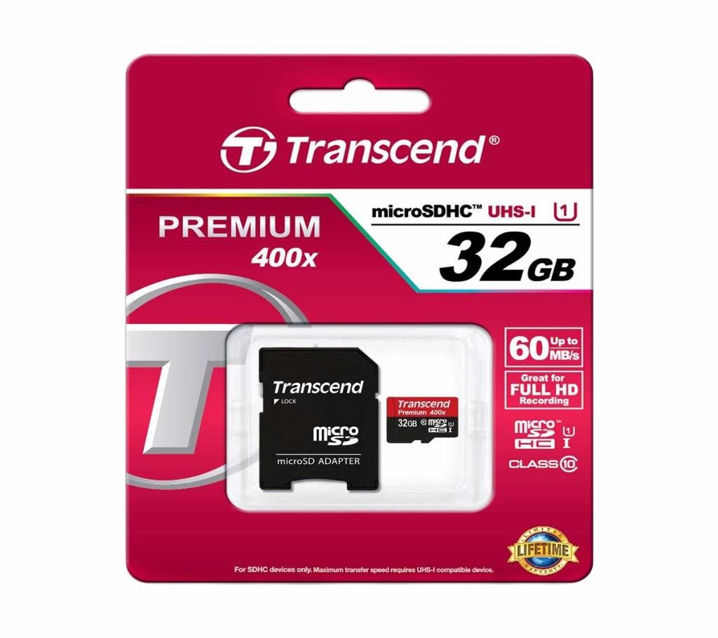 Transcend 32GB microSDXC/SDHC Class 10 UHS-I 400x Memory Card