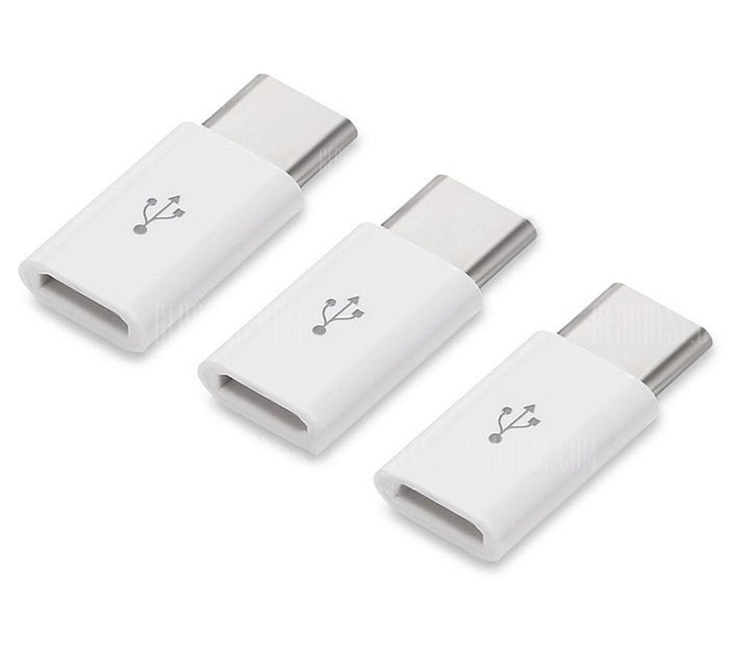 3pcs Micro USB to Type-C Adapter - White