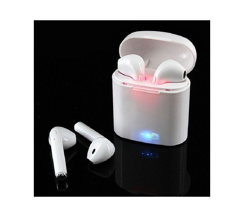 TWS i7s Double Dual Mini Earphone With Power Case - White