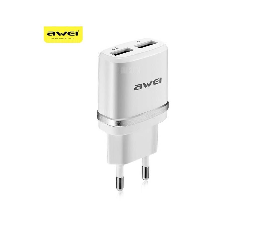 Awei C - 930 Universal 2 USB 5V 2.1A Multifunctional Quick Travel Adapter EU Plug - SILVER