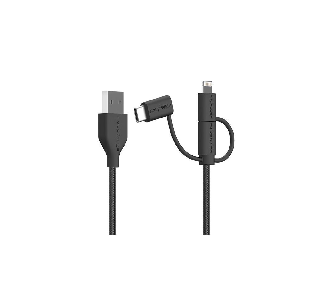 RAVPower 3 in 1 Nylon Braided Cable 3ft/1m (RP-CB021)