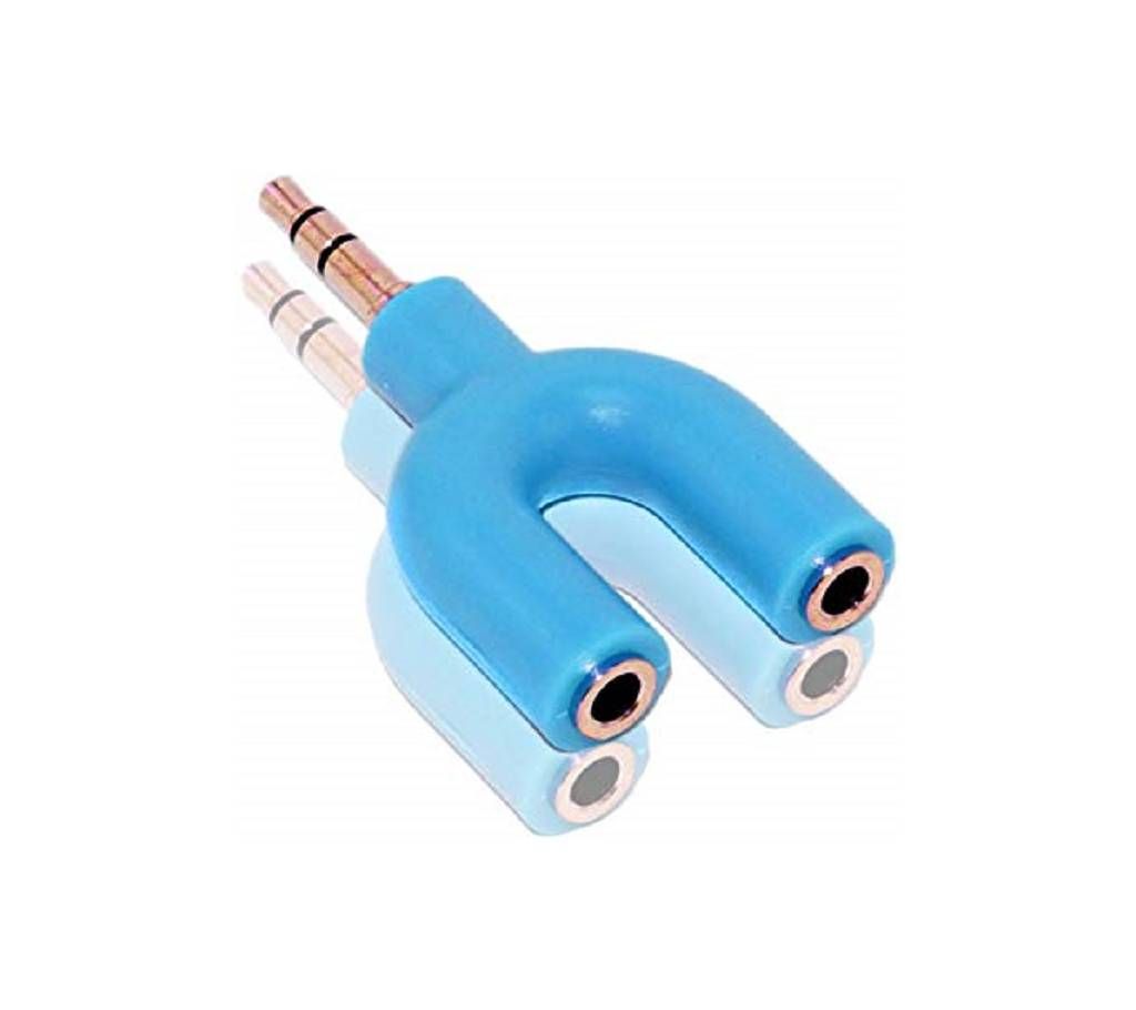 Music Listening Dual Splitter 3.5mm Audio Converter ( Blue )
