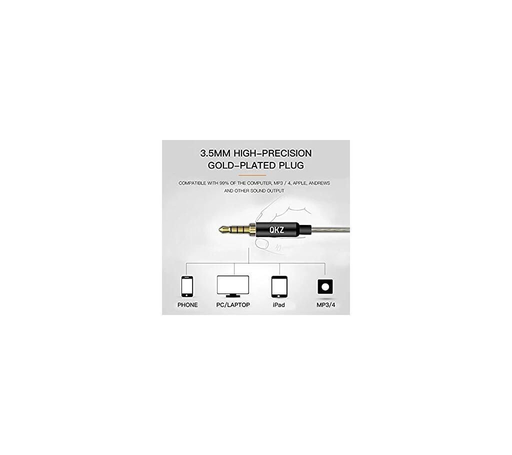 QKZ DM8 Dual Driver In-Ear Headphone with Mic (Black)