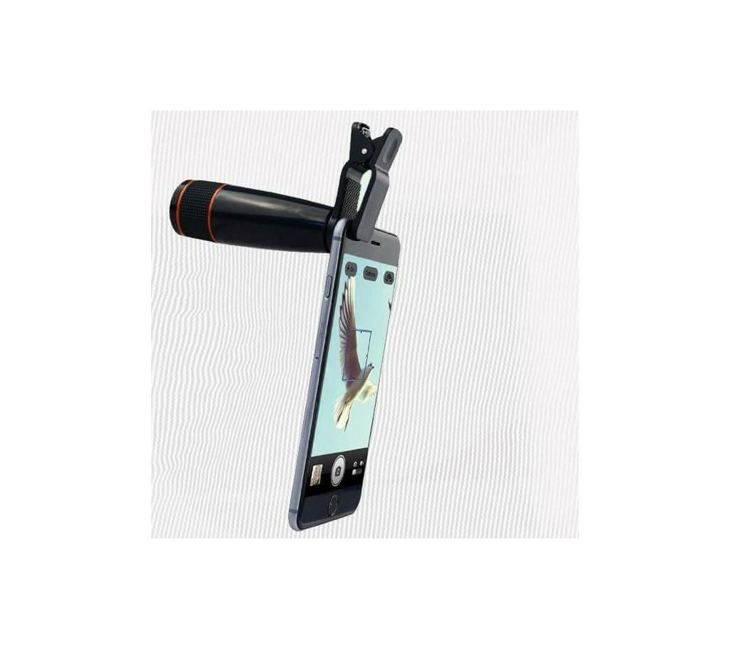 Apexel Universal Clip 12x Zoom Optical Telescope Lens - Black