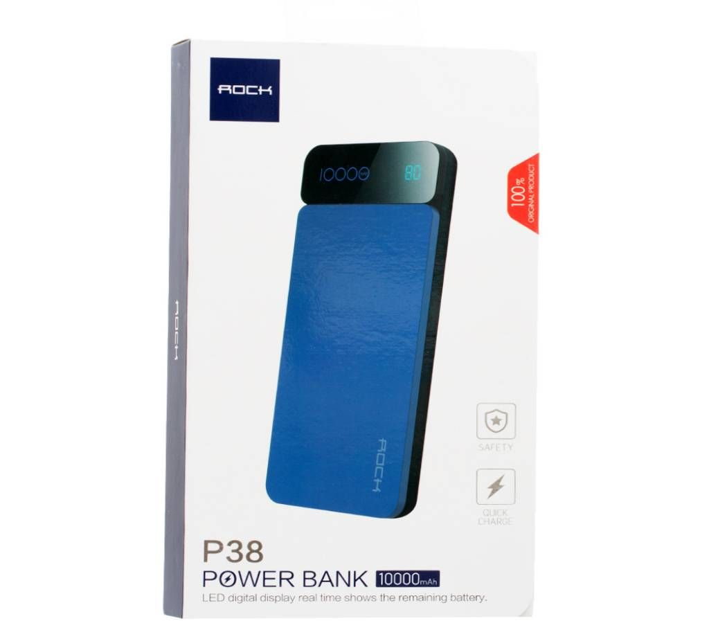 ROCK P38 Digital Display LCD Ultra Thin 10000mAh Power Bank