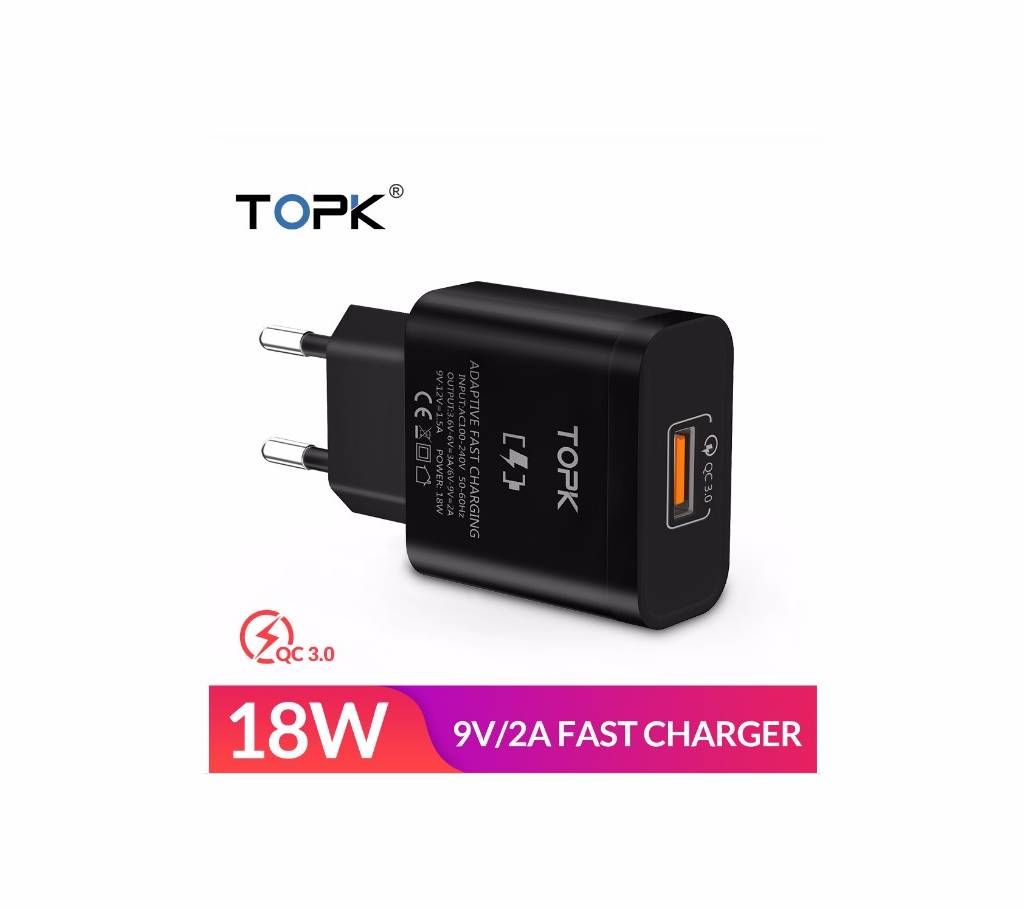 TOPK 18W Quick Charge 3.0 Fast USB Charger