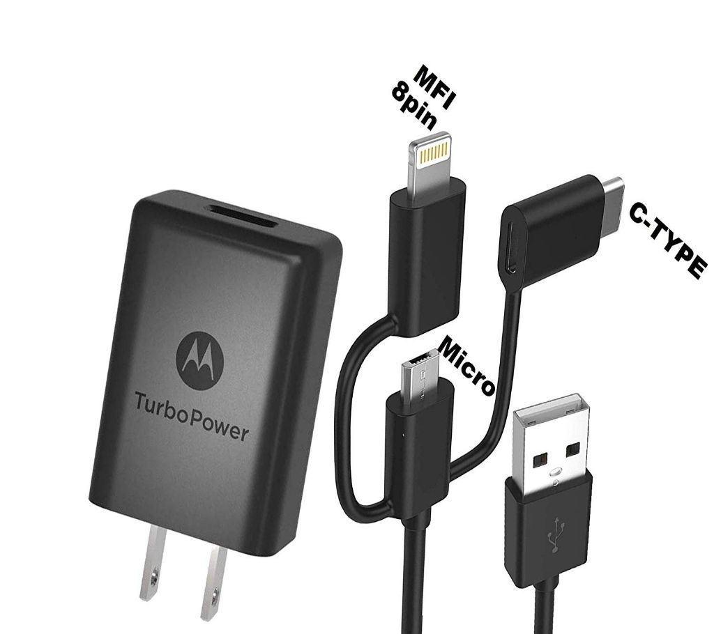 Motorola Turbo Power 15+ Type C Travel Fast Charger QC3.0 USB to Type C