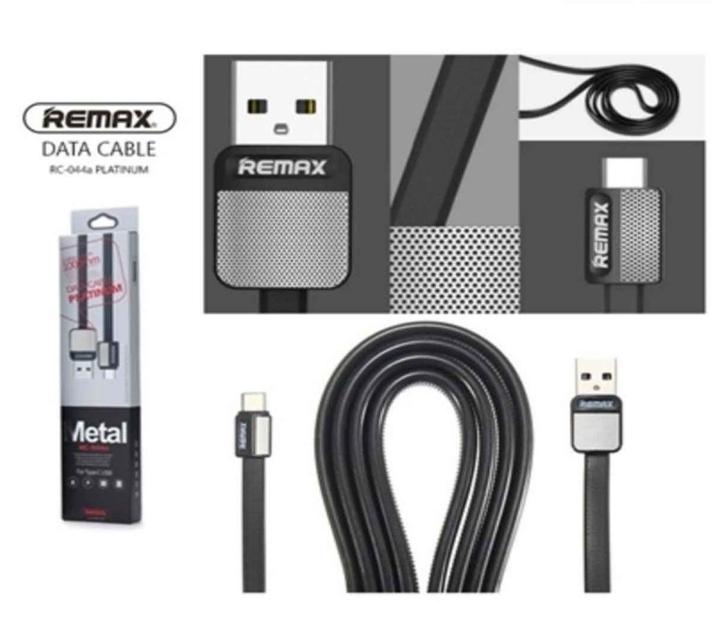 Remax RC-044a Data Cable Type-C Metal Platinum - Black - HBD