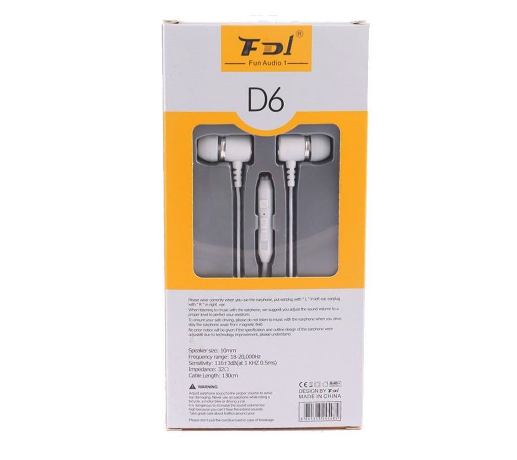  D6 Super  Bass Earphone 