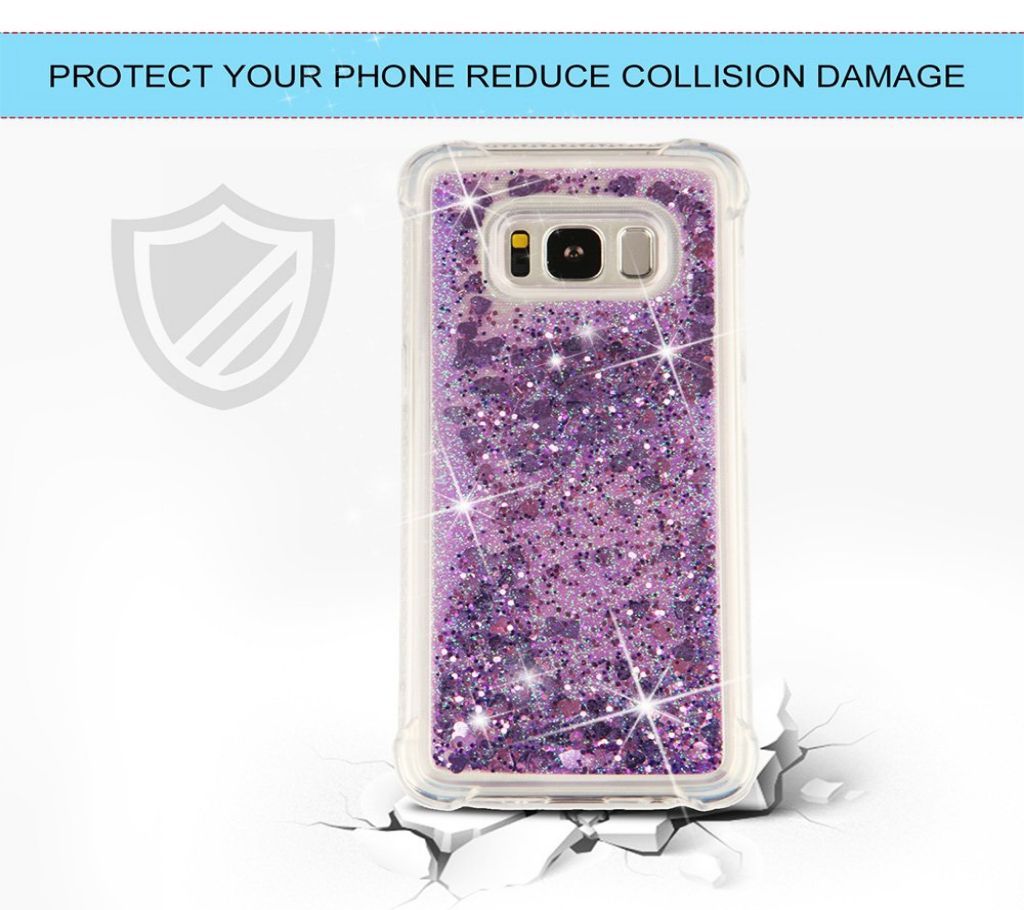 Samsung S8 Original 3D Glitter Back Cover -Green and Transparent