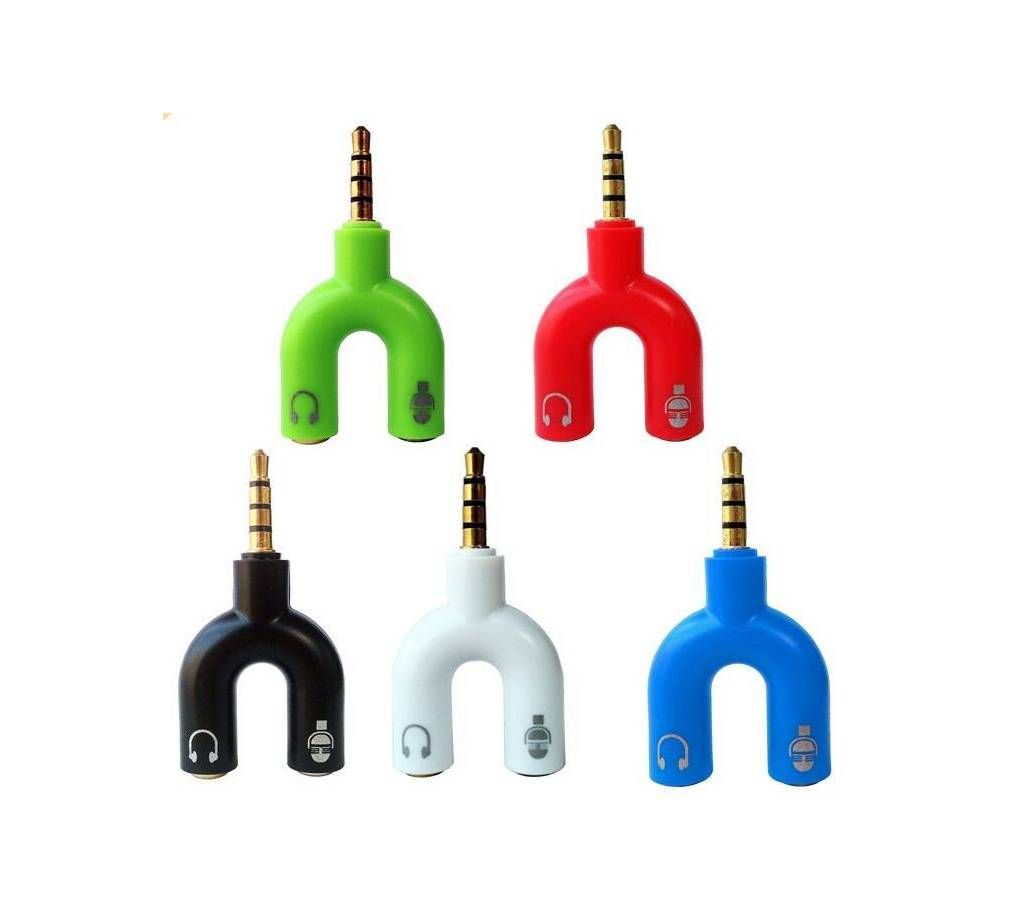 1 Male To 2 Dual Female Earphone Microphone  Splitter