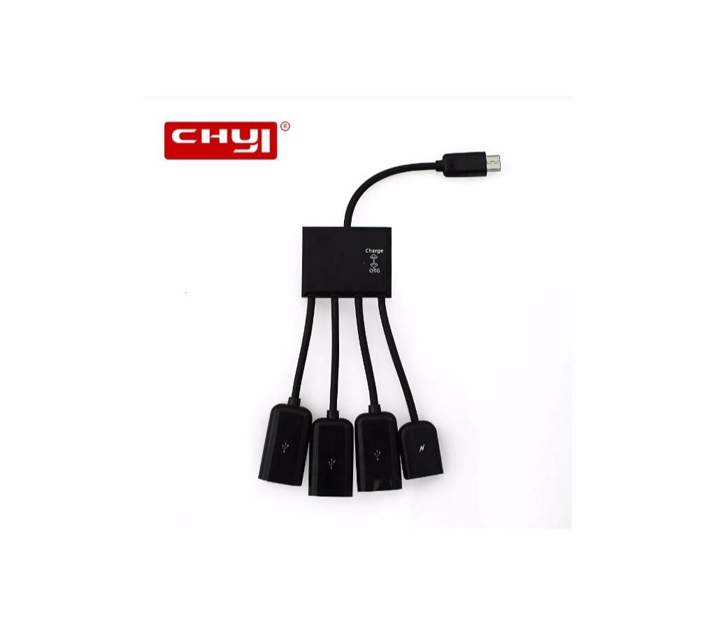 Multifunction 4 in 1 Micro USB Power Charging OTG Host Hub Cable Adapter