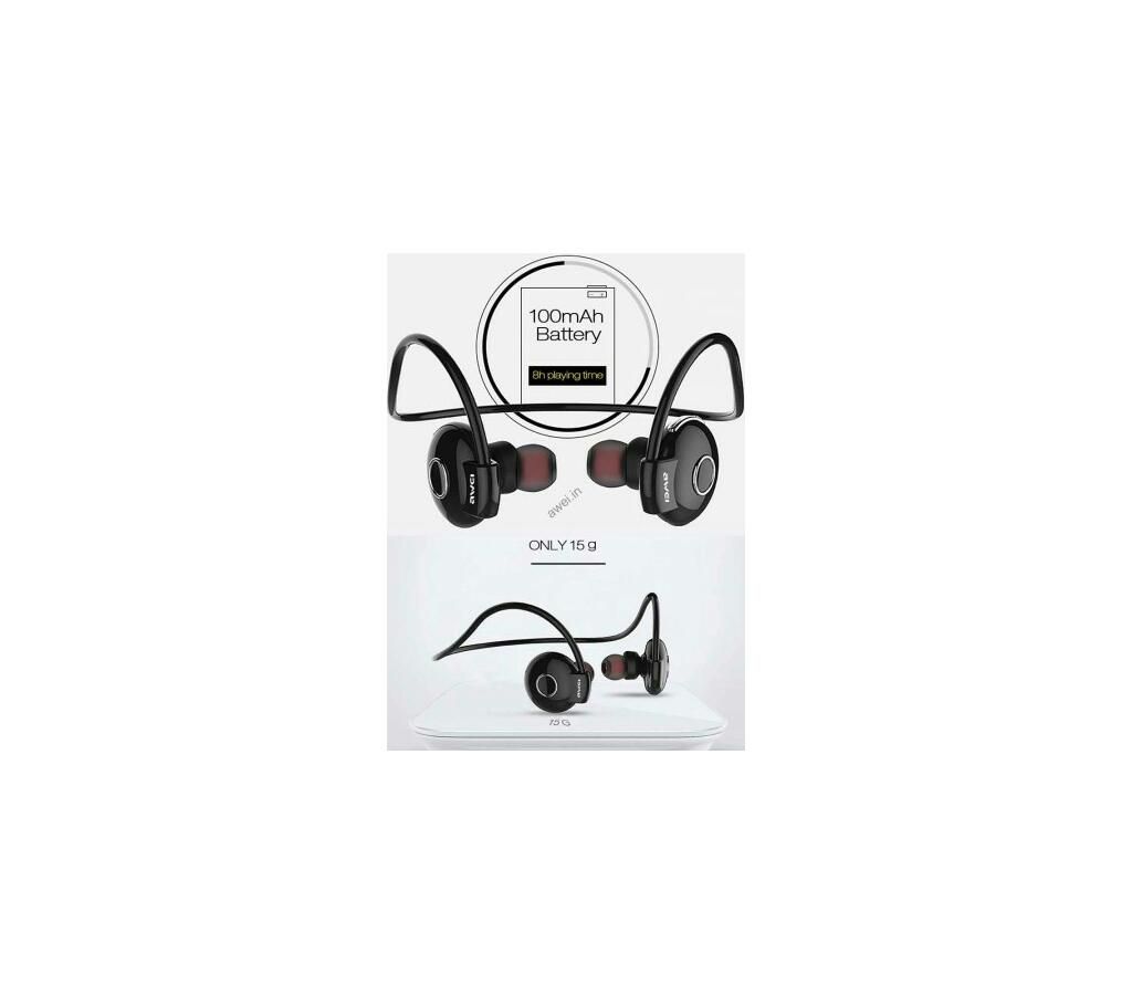 Awei A845bl wireless smart sports clear talk with wind noise reduction headphone (Black)