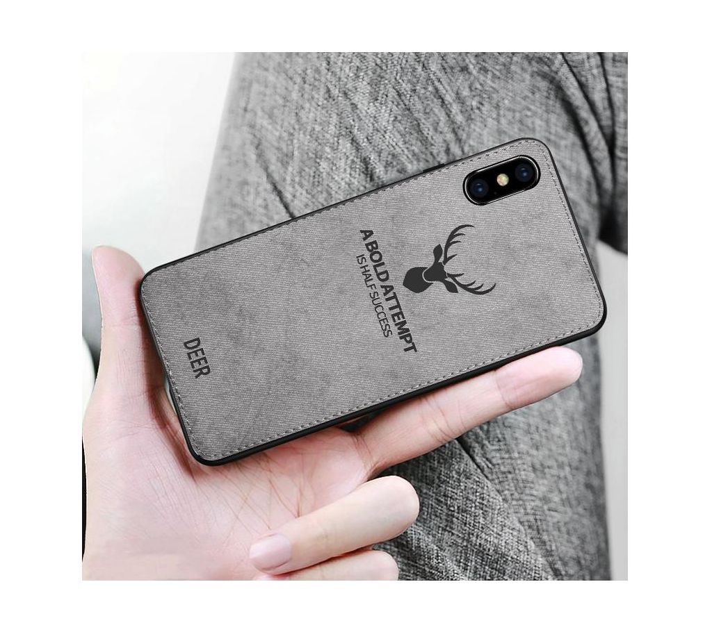Samsung M10 Phone Cover Shockproof Deer Cloth - Ash _ Black