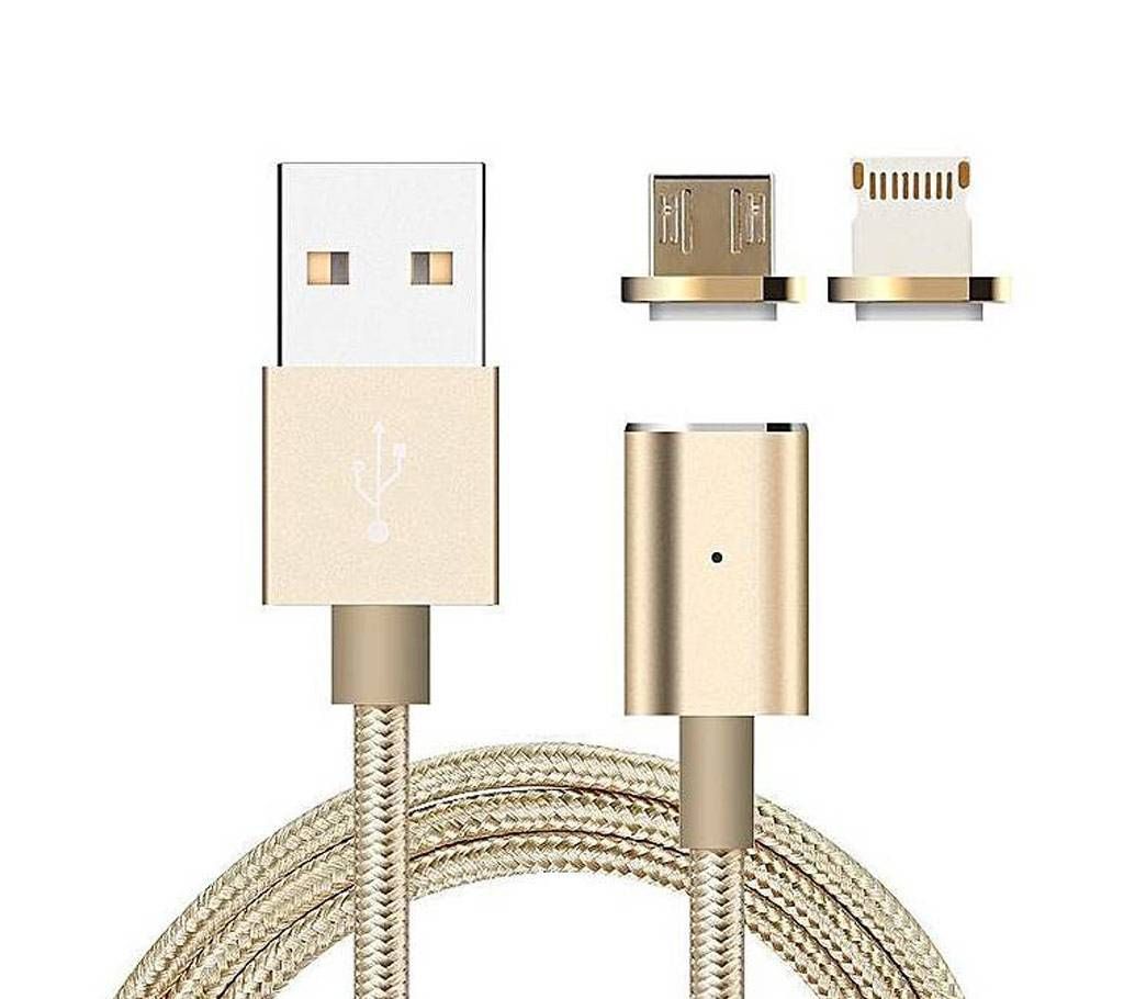 Metal Magnetic Data Cable Apple And Android - Gold