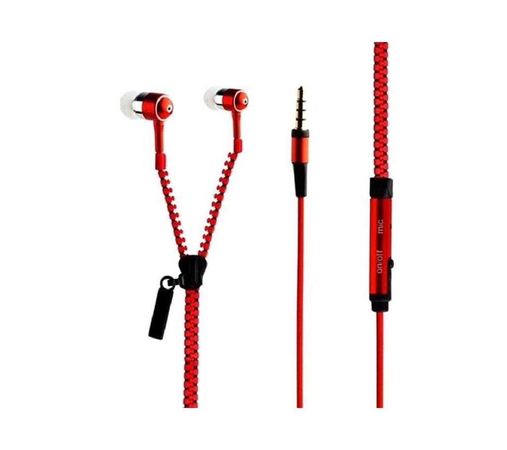 Zipper In-Ear Earphone - Red