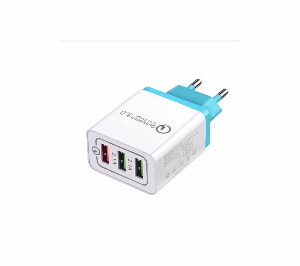 Qualcomm Quick Charger Adapter 3 USB Port QC3.0 Charging Plug Block 2.1A/25W