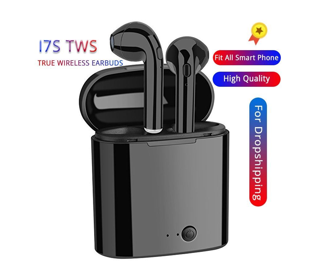  i7s TWS wireless bluetooth earphone with charger box-Black