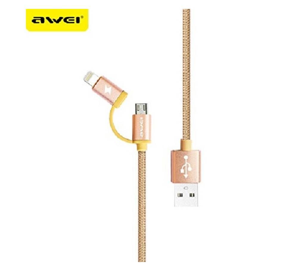 Awei 2 In 1 Cable For Micro USB And Iphone 5,6,7,8,X