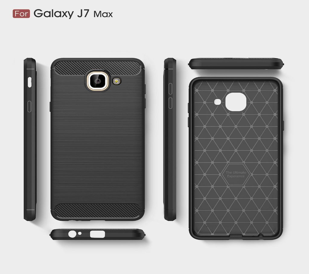 Tempered Glass Back Case for Samsung Galaxy J7 max - Black